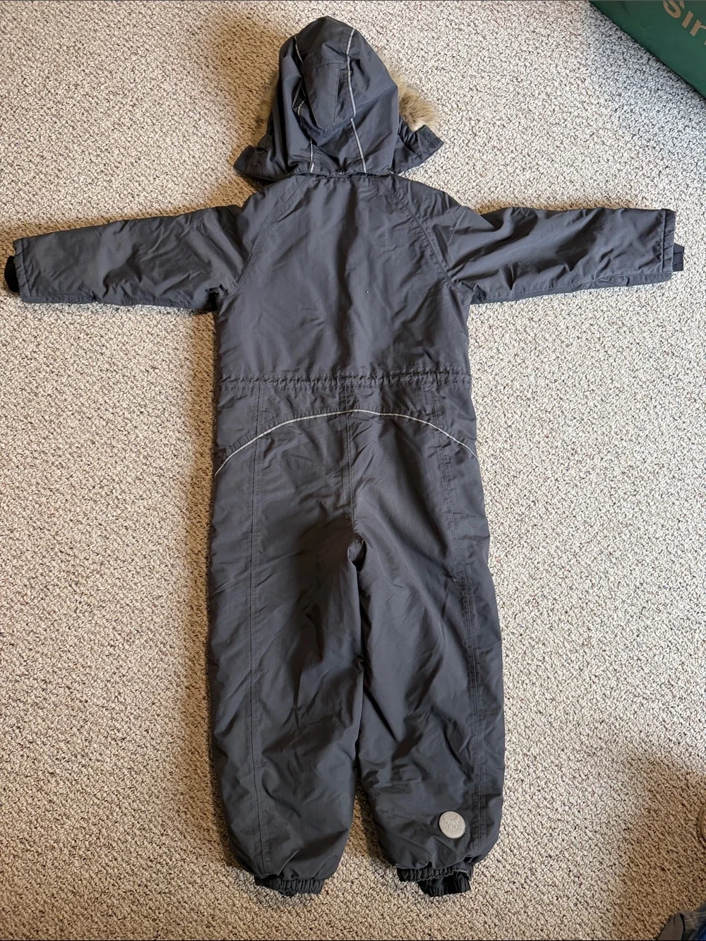 Kids Gray Winter Insulated Hooded One-Piece Snow Suit - Picture 11 of 12